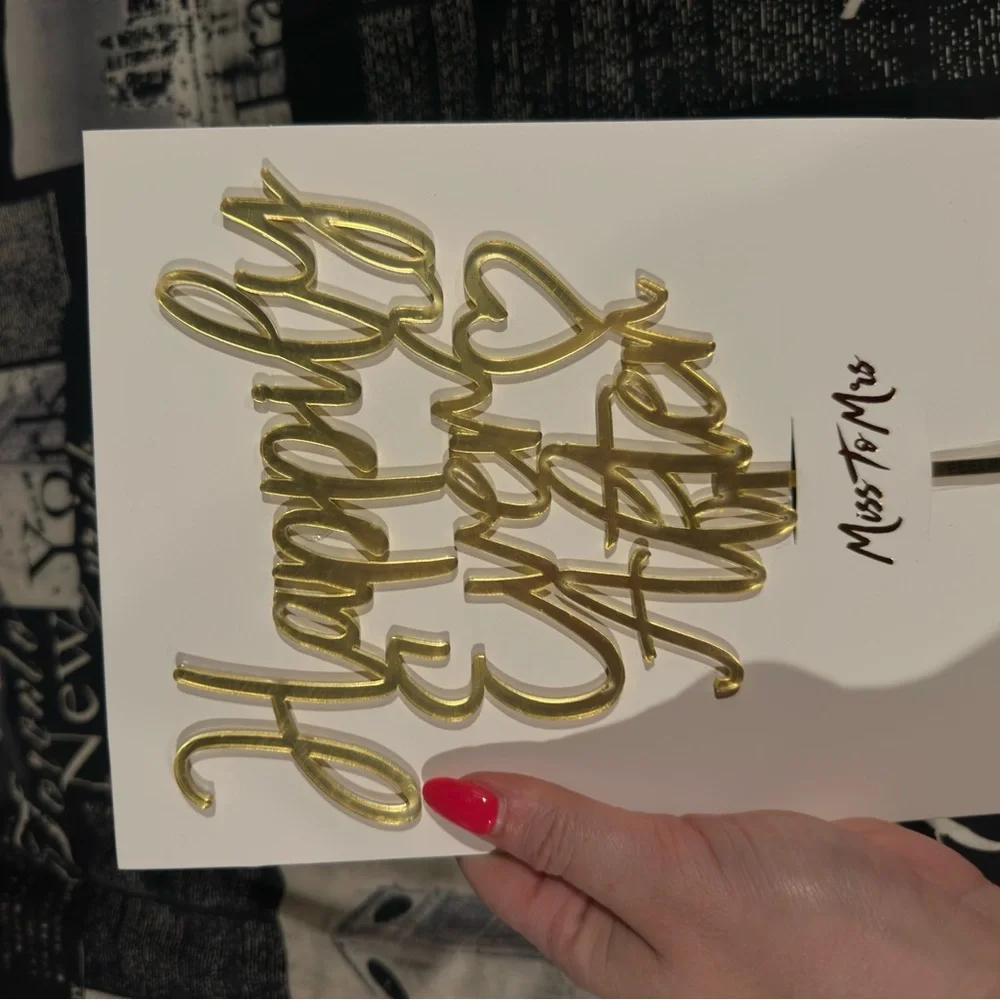 Gold 'Happily Ever After' Cake Topper